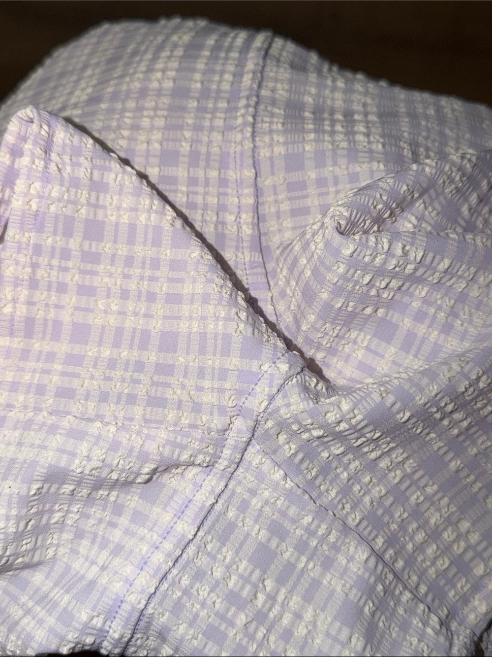 Lululemon Size XS Seersucker Check Pull-On Short 3" Butter Cream Lavender Dainty - Picture 8 of 14